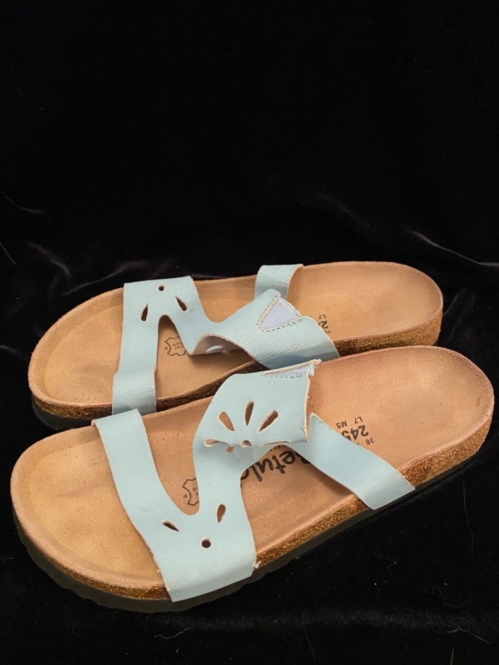 Birkenstock Betula Blue Cutout Flower Slip On Sandals Size 37 Sz 7 - Picture 3 of 10